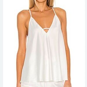 FLORA NIKROOZ Victoria Charmeuse Cami & Shorts Set - Size Large, Ivory White